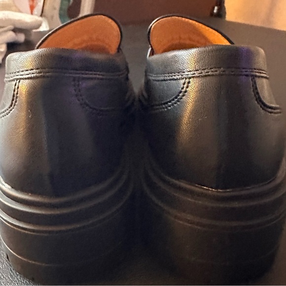 New Womens Lug Sole Platform Mid Chunky Heel Loafers Classic Round Toe Slip - Picture 6 of 11